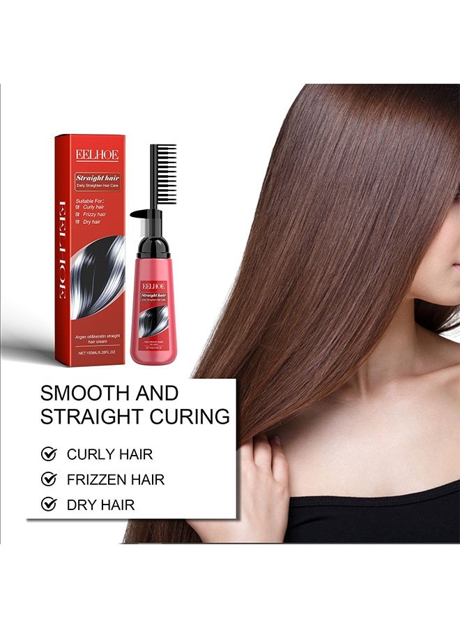 إيلهو Straight Hair Daily Straighten Hair Care ,Moroccan straight hair cream, suitable for deep moisturizing, smoothing, repairing, split ends, dry and frizzy hair care 150ml - Image 5