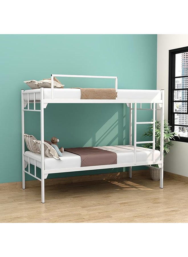 RIGID Heavy Duty Bunk Bed with Metal Frame | Industrial Strength Platform Bed for Hostel, PG, Home | Easy to Assemble Knockdown Bed, Ladder Support, High Load Capacity, White (95D x 196W x 150H cm) - Image 1