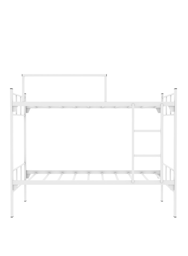 RIGID Heavy Duty Bunk Bed with Metal Frame | Industrial Strength Platform Bed for Hostel, PG, Home | Easy to Assemble Knockdown Bed, Ladder Support, High Load Capacity, White (95D x 196W x 150H cm) - Image 2