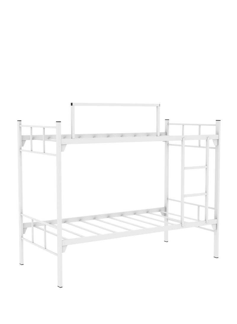 RIGID Heavy Duty Bunk Bed with Metal Frame | Industrial Strength Platform Bed for Hostel, PG, Home | Easy to Assemble Knockdown Bed, Ladder Support, High Load Capacity, White (95D x 196W x 150H cm) - Image 3