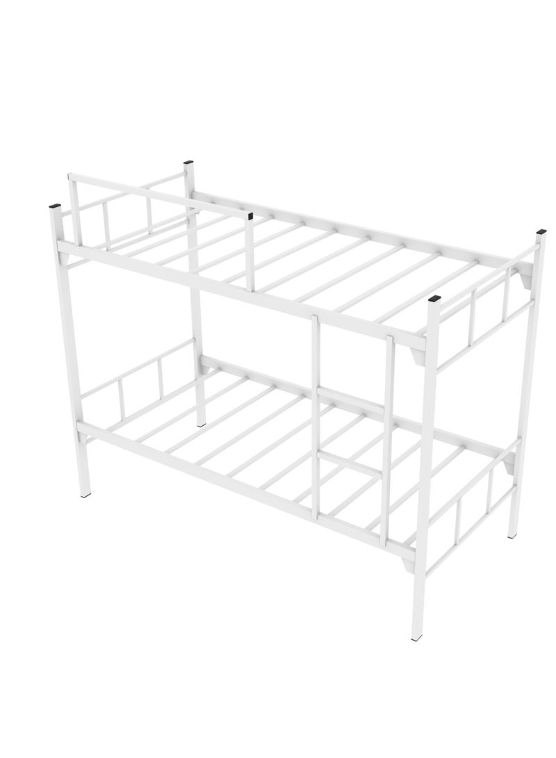 RIGID Heavy Duty Bunk Bed with Metal Frame | Industrial Strength Platform Bed for Hostel, PG, Home | Easy to Assemble Knockdown Bed, Ladder Support, High Load Capacity, White (95D x 196W x 150H cm) - Image 4