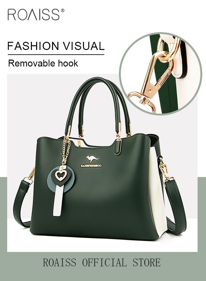 roaiss PU Leather Women Shoulder Bag Women's Handbag Elegant Patent Leather Bag Waterproof Handbag Shoulder Bag Women Large Capacity Bag Crossbody Tote Bag Green Lightweight Portable and Waterproof - Image 5
