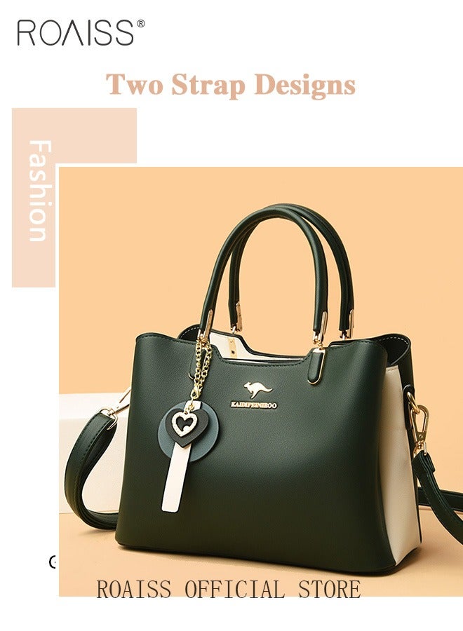 roaiss PU Leather Women Shoulder Bag Women's Handbag Elegant Patent Leather Bag Waterproof Handbag Shoulder Bag Women Large Capacity Bag Crossbody Tote Bag Green Lightweight Portable and Waterproof - Image 3