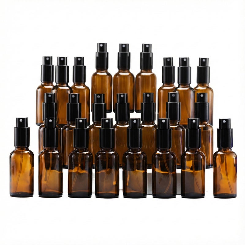 YIZHAO Amber Glass Spray Bottles 1oz with Small Fine Mist Spray Metal Cap Refillable for Essential OilTravelCleaningPerfumeAromatherapyMakeup 24 Pcs