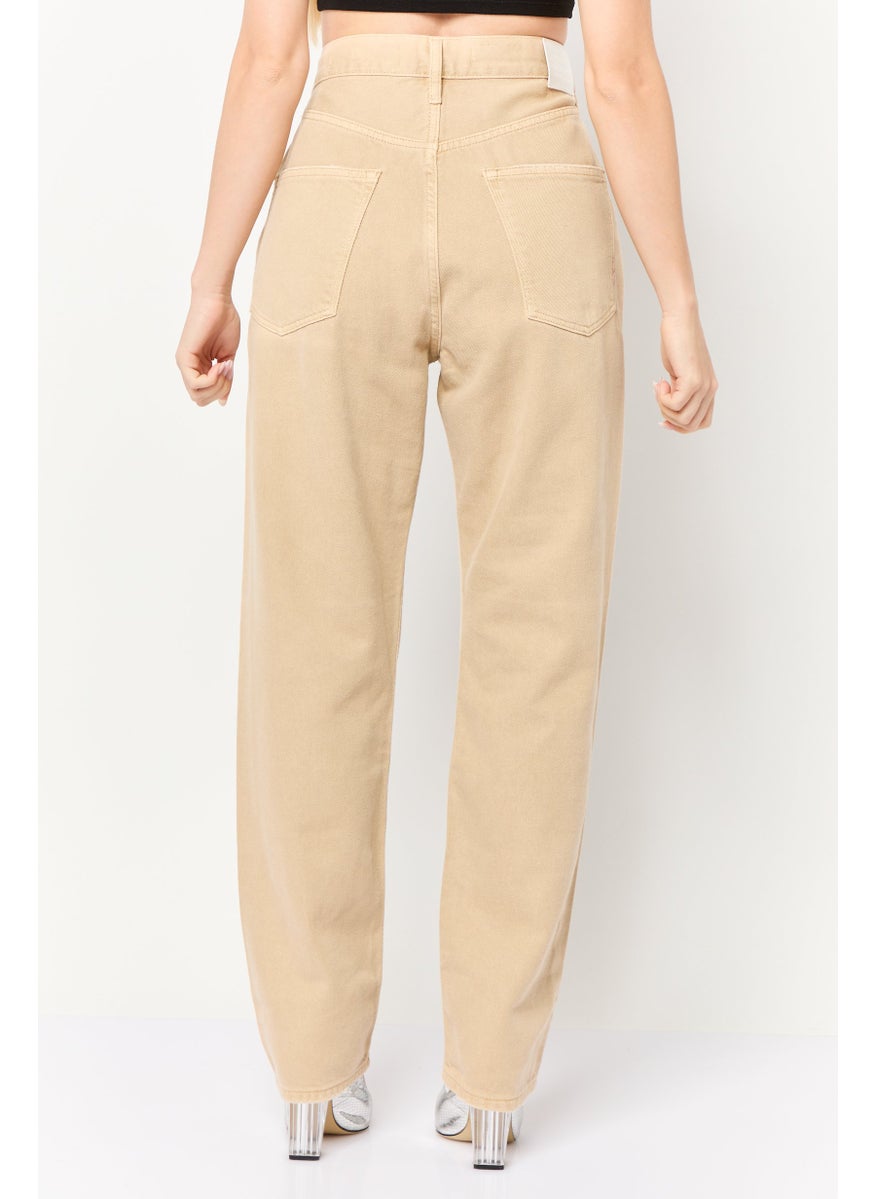 Scotch & Soda Women Boyfriend Fit Washed Non Stretchable Jeans, Beige  - Image 4