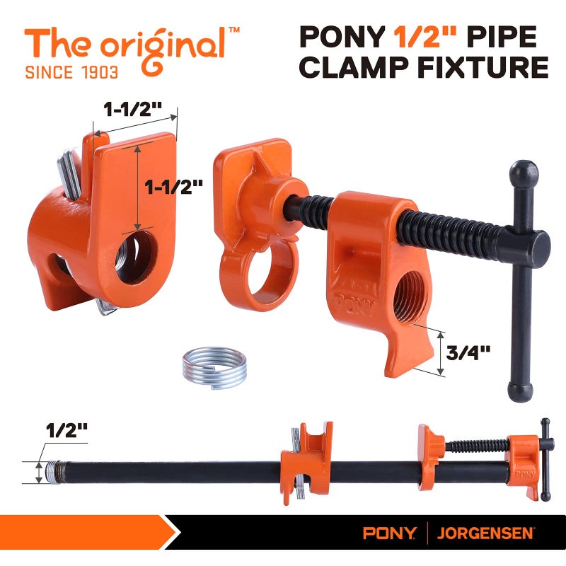 PONY 2-Pack 52 Wood Gluing Pipe Clamp Fixture for 1/2 Inch Black Pipe - Image 3