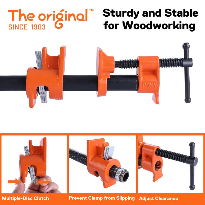 PONY 2-Pack 52 Wood Gluing Pipe Clamp Fixture for 1/2 Inch Black Pipe - Image 4