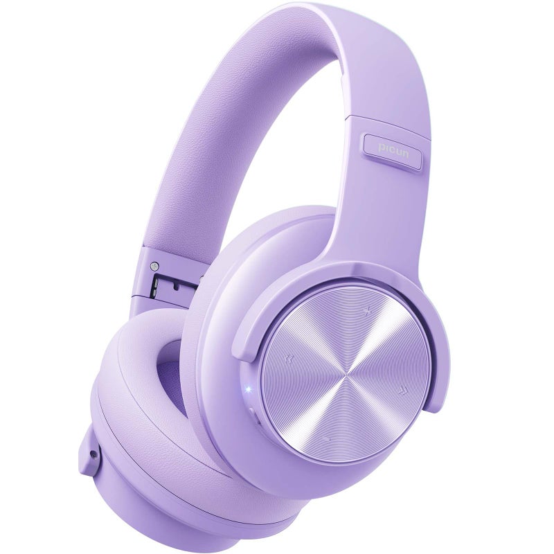 Picun B8 Headphones Wireless Bluetooth, 120H Bluetooth Headphone Over Ear with 3EQ Music Modes, Hands-Free Calls, Deep Bass Headphones for Travel Home Office Cellphone PC (Purple) - Image 1