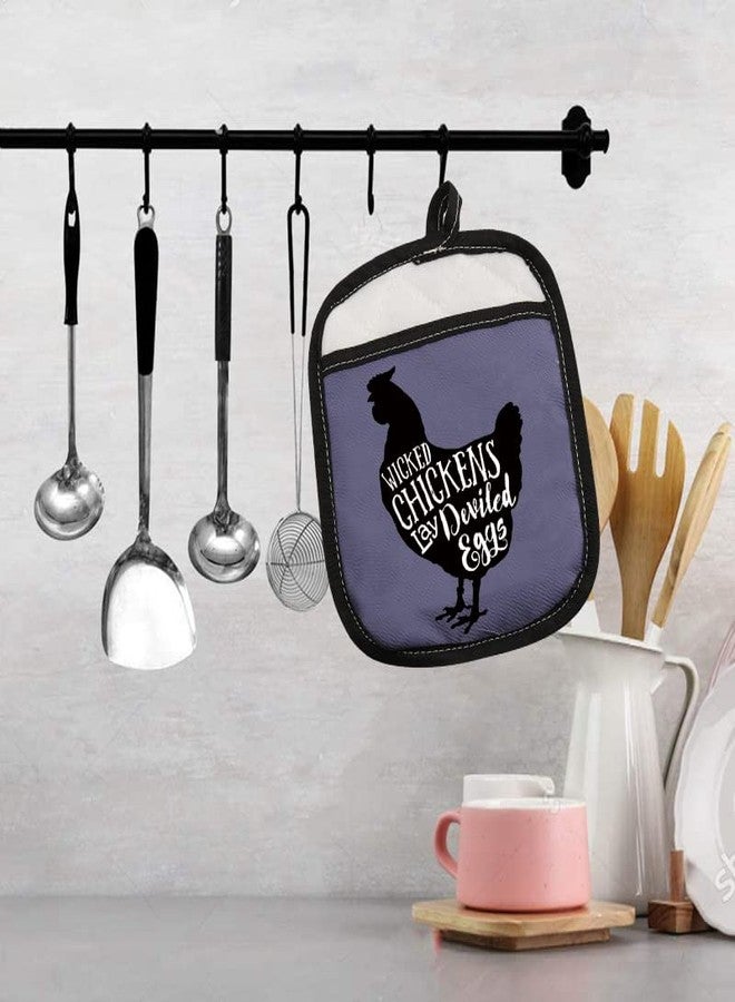 WCGXKO Funny Baking Oven Pads Pot Holder Chickens Lay Deviled Eggs Farmer Gift (Lay Deviled Egg) - Image 4