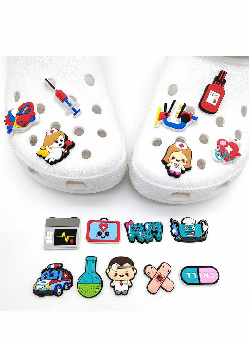 Excefore Shoe Charms for Crocs, 20 Pcs Cute Croc Charms Jibbits Decoration, PVC Nurse Stethoscope Shoes Decorations for Adults Women Men, Doctor Care Personnel Gifts Party Favor - Image 4