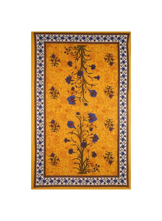 RajasthaniKart راجبستاني كارت® مريحة راجبستاني جايبوري تقليدية طباعة سانغاني 144 TC 100% قطن ملاءة سرير مفرد مع 1 غطاء وسادة - أزرق - Image 3