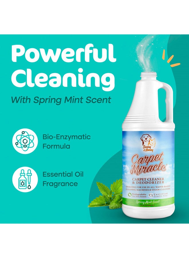 Carpet Miracle - Carpet Cleaner Shampoo Solution for Machine Use, Deep Stain Remover and Odor Deodorizing Formula, Use On Rug Car Upholstery and Carpets (32FL OZ)