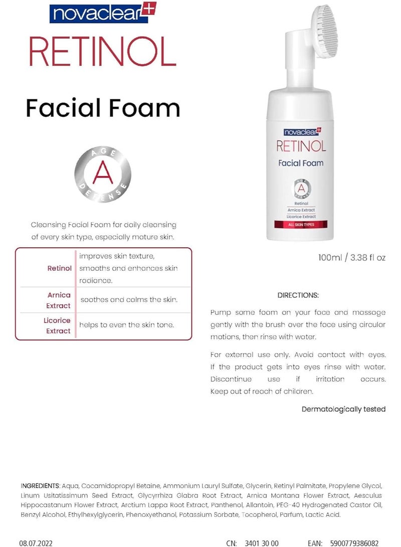 Novaclear Retinol Facial Foam 100ml – Anti-Aging Face Wash with Retinol for Wrinkle Reduction & Skin Renewal - Image 3