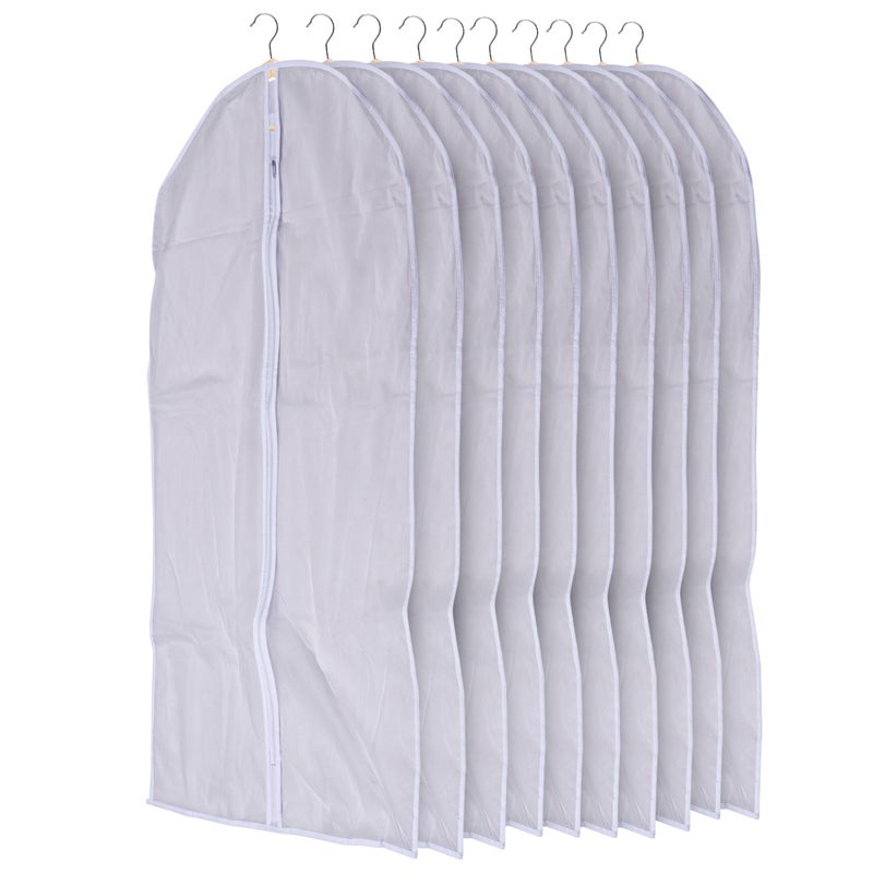 Noa Store Noa Store Garment Bags Hanging Clothes - Transparent White Clothes Travel Storage Bags - Durable PVC with Two-Way Zip for Space-Saving Wardrobe Organization - 31.4" L x 23.6" W - Set of 10  - Image 1