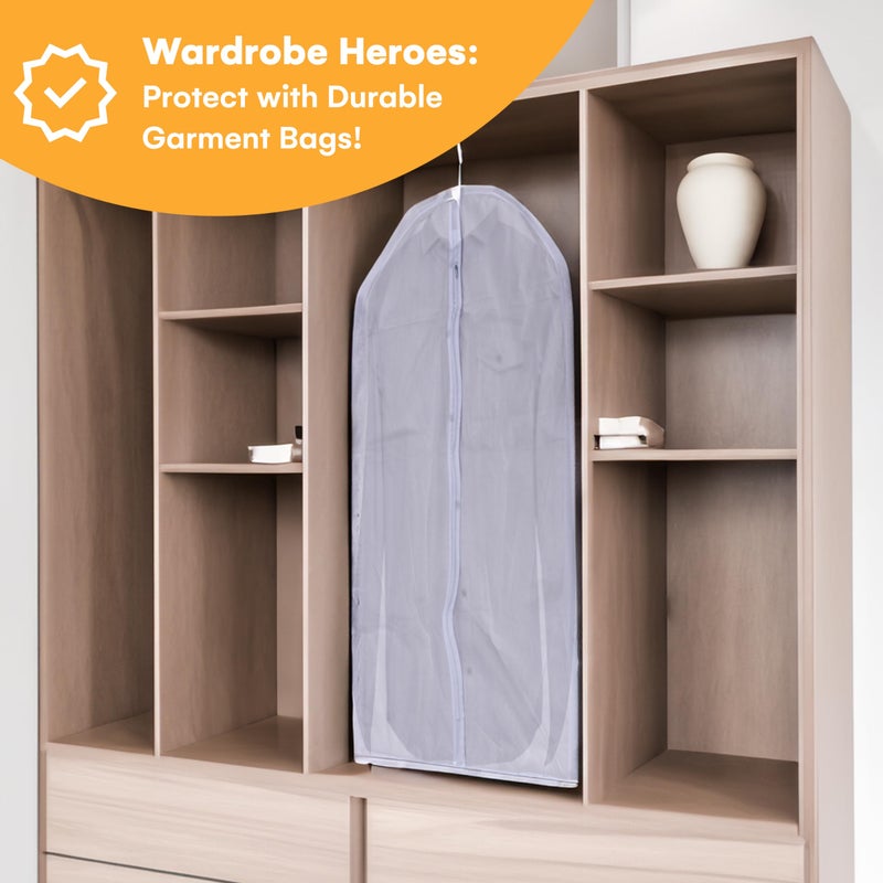 Noa Store Noa Store Garment Bags Hanging Clothes - Transparent White Clothes Travel Storage Bags - Durable PVC with Two-Way Zip for Space-Saving Wardrobe Organization - 31.4" L x 23.6" W - Set of 10  - Image 2