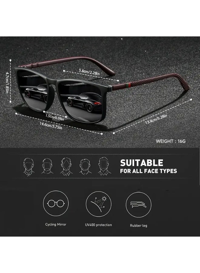 سينت هاوس نظارات مربعة أنيقة بتصميم مخطط عتيق للرجال والنساء، نظارات أنيقة بتصميم علامة تجارية، نظارات كلاسيكية للقيادة والسفر، مستطيلة الشكل، نظارات عصرية، نظارات صيفية بألوان الباستيل، نظارات شمسية للرجال للسائقين مضادة للوهج (تتضمن حافظة نظارات)، نظارات شمسية - Image 4