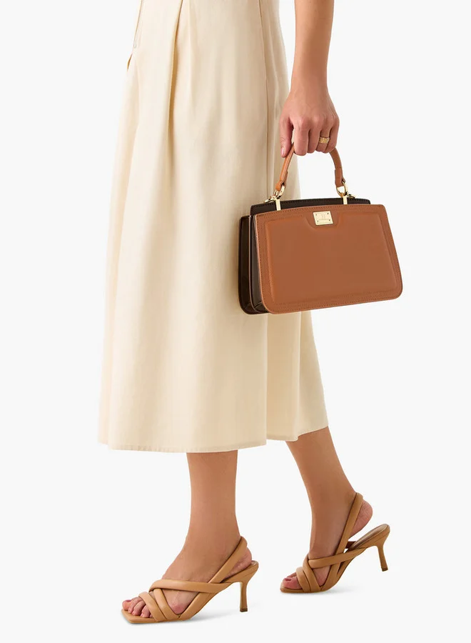 Flora Bella By Shoexpress BROWN Solid Crossbody Bag with Detachable Shoulder Strap and Top Handle for Women | Best Price UAE