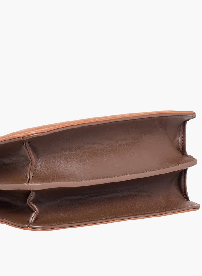 Flora Bella By Shoexpress BROWN Solid Crossbody Bag with Detachable Shoulder Strap and Top Handle for Women | Best Price UAE