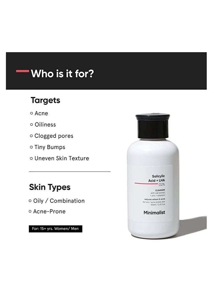 MINIMALIST - Minimalist 2% Salicylic Acid Face Wash for Oily, Acne Prone Skin (100 ml) - Image 1