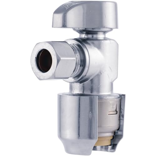 SharkBite Max 1/2 x 3/8 Inch Compression Angle Stop Valve, Quarter Turn, Push to Connect Brass Plumbing Fitting, PEX Pipe, Copper, CPVC, PE-RT, HDPE, UR23036 - Image 1