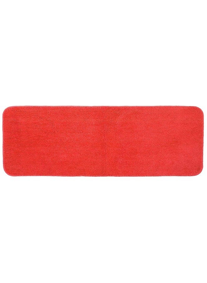 SKIVE India Stylish Anti Skid Backing Super Soft Velvet Feel Fur Bedside-skive2 Runner for Bedroom Living Room Floor Home Decoration (Red, 40 x 120 CM) 1Pcs - Image 2