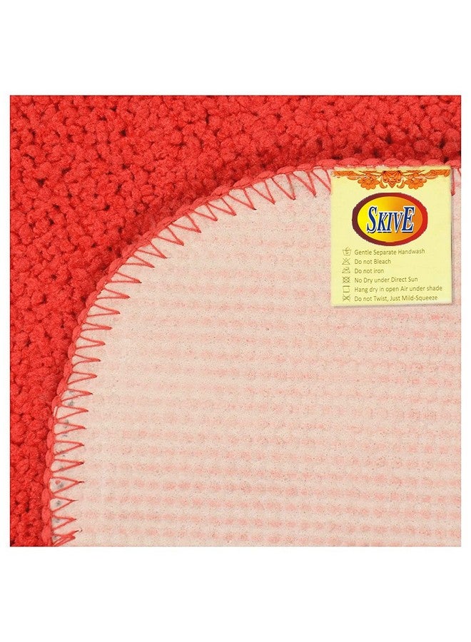 SKIVE India Stylish Anti Skid Backing Super Soft Velvet Feel Fur Bedside-skive2 Runner for Bedroom Living Room Floor Home Decoration (Red, 40 x 120 CM) 1Pcs - Image 3