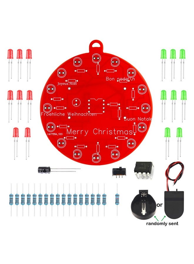 DIKAVS Beginner Learn To Solder Fun Kit : Led Christmas Tree Decoration Soldering Kit Red And Green Leds Blinking （2 Sets） - Image 5