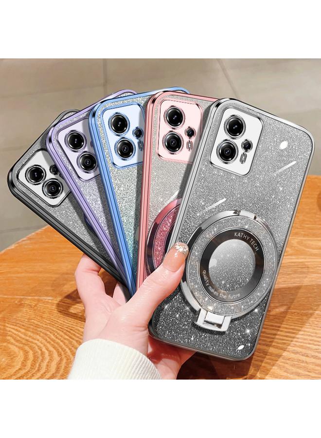 S-TOP Case For Motorola Moto G13 / G23 Plated Gradient Glitter Round Holder TPU Phone Case - Image 2