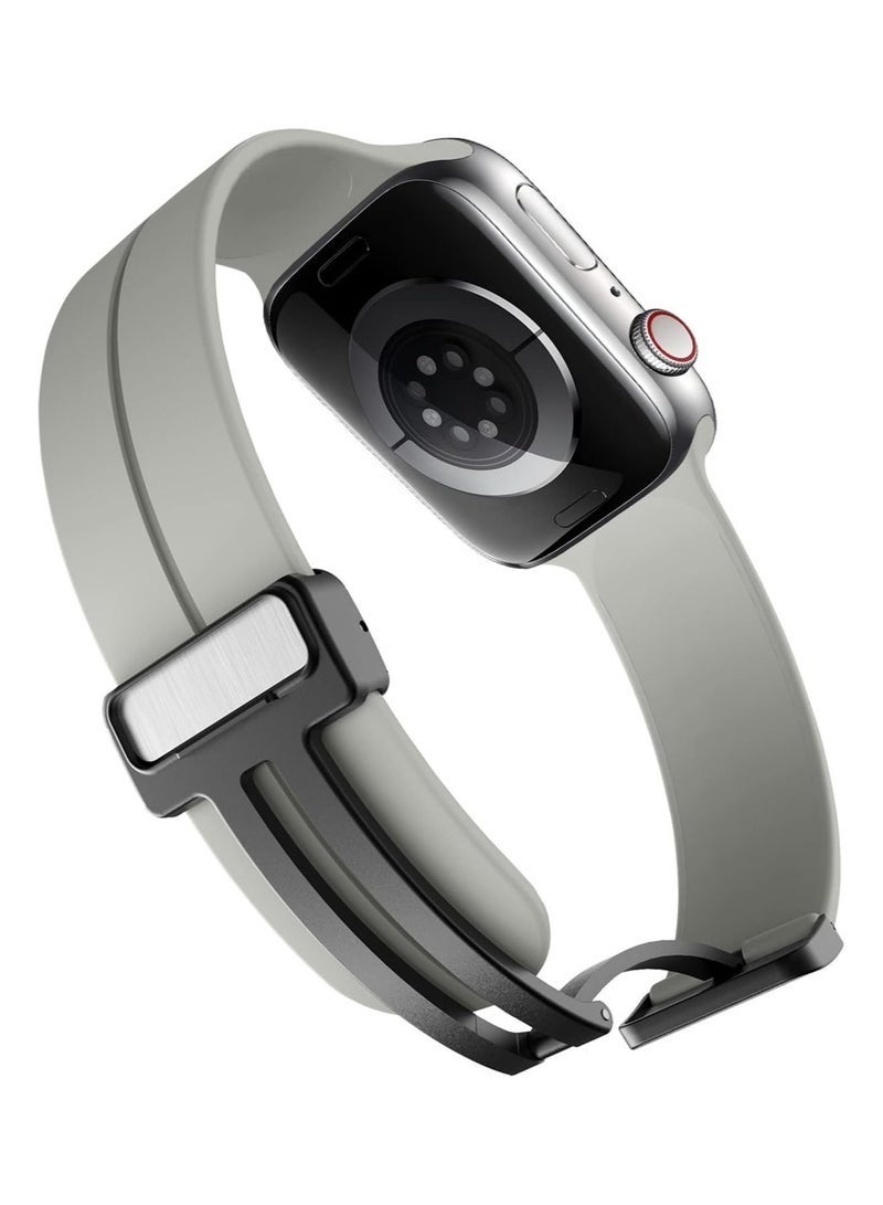 DUSALA Magnetic Silicone Watch Band 42mm/44mm Quick Release Strap for Men & Women Soft Skin Friendly Sport Replacement Band for Smartwatch & Analog Watches Durable, Waterproof, Magnetic Folding Clasp for All-Day Comfort - Image 2