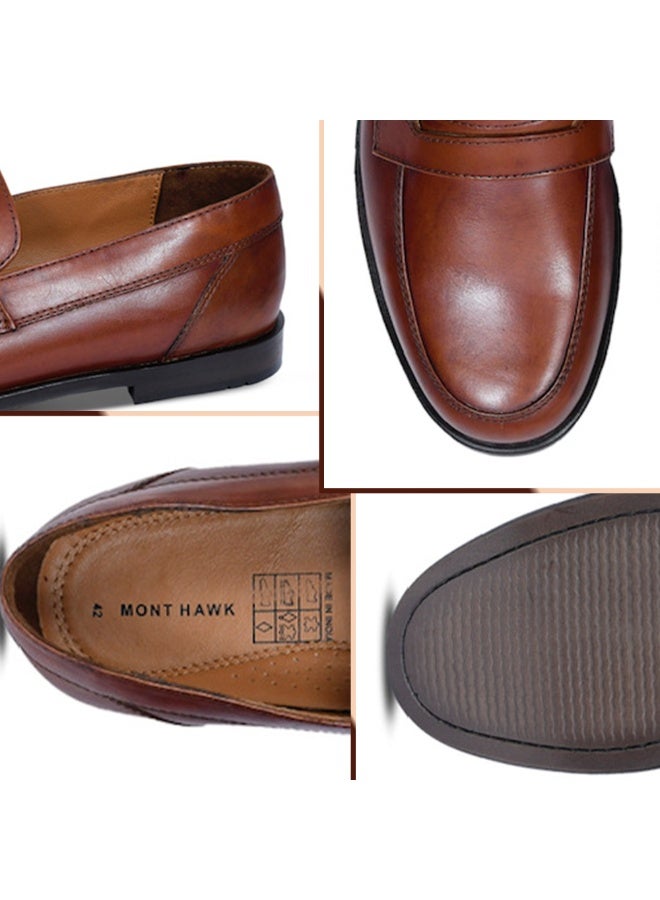 Mont Hawk Men’s Penny Loafer Genuine Leather Shoes || Premium Calf Leather Slip-On || Business Casual & Semi-Formal Dress Shoes || Soft Comfortable Fit || Anti-Slip Sole (Tan) - Image 3