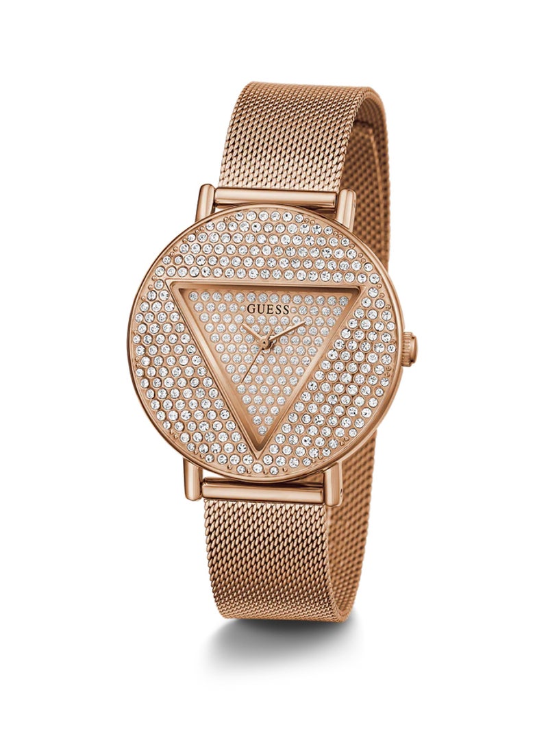 GUESS Women Iconic Rose Gold Analog Round Stainless Steel Mesh Watch GW0477L3 - 36 mm  - Image 5