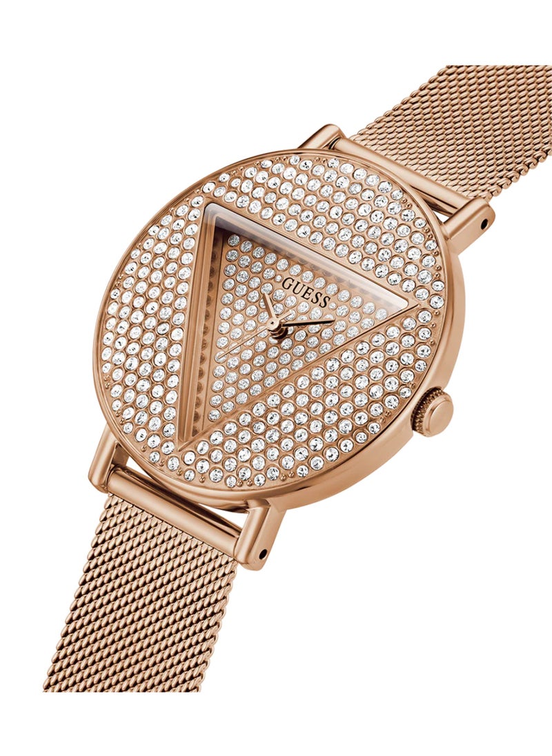 GUESS Women Iconic Rose Gold Analog Round Stainless Steel Mesh Watch GW0477L3 - 36 mm  - Image 2