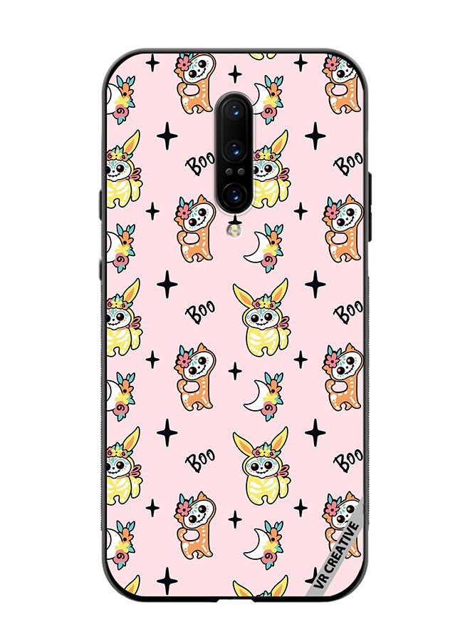 VR CREATIVE Protective Case Cover For OnePlus 7 Pro Skeletons Of Cute Animals On Pink Design Multicolour - Image 1