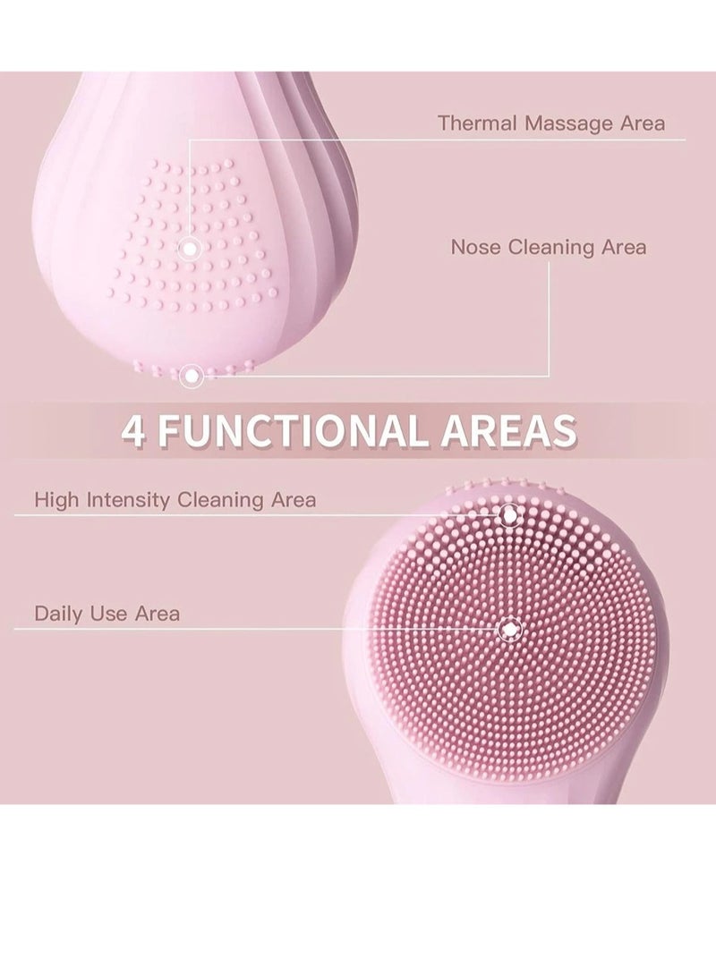 Glomeve Silicone Face Scrubber Exfoliator, IPX7 Waterproof Silicone Face Wash Brush, Portable Rechargeable Facial Cleaner, Vibrating Deep Clean Face Cleaner For Men And Women, (1pc, Black) - Image 4