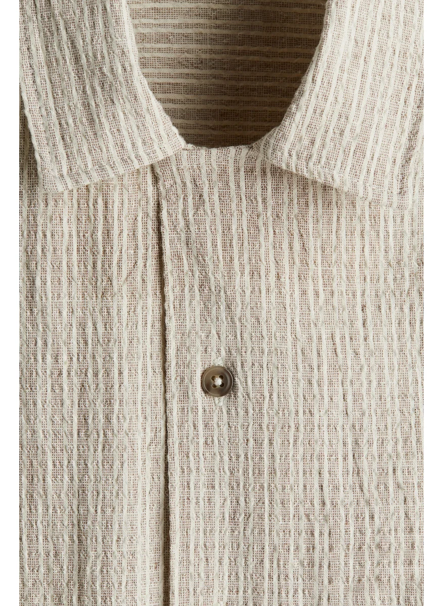 H&M Regular Fit Linen-Blend Resort Shirt