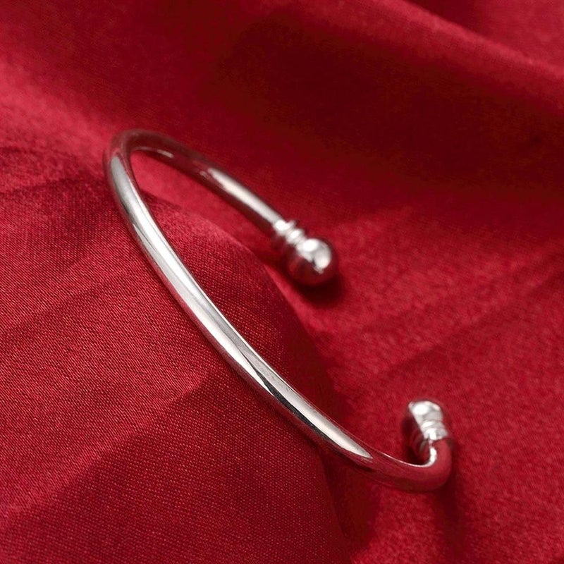 Denchy 925 Silver Bangle Bracelet, Fashion Jewelry Simple Cuff Bangles for Women Mom Wife Valentine Mothers day Gift (1pcs) - Image 5