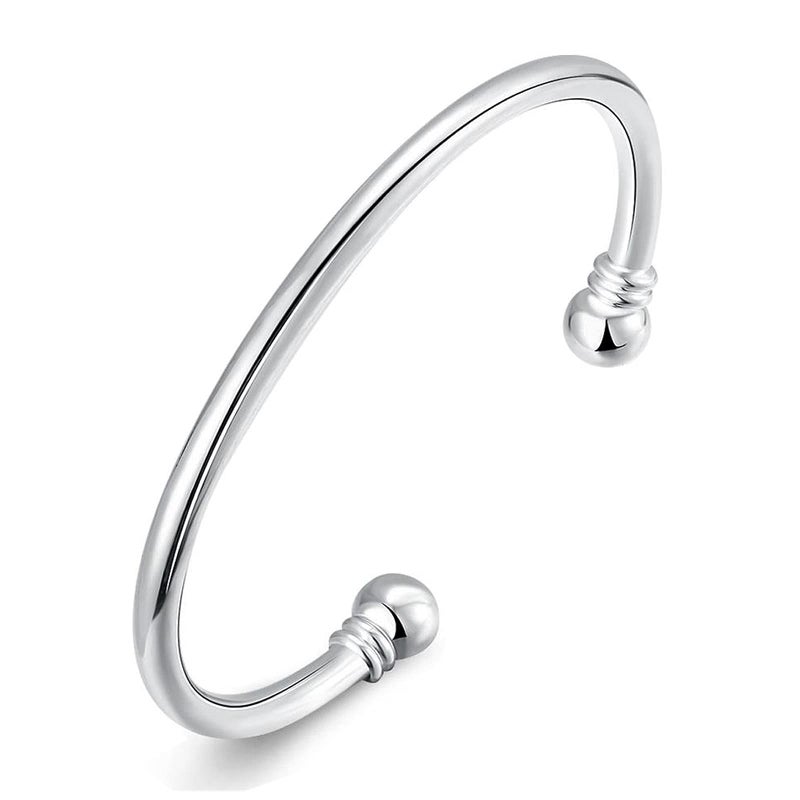 Denchy 925 Silver Bangle Bracelet, Fashion Jewelry Simple Cuff Bangles for Women Mom Wife Valentine Mothers day Gift (1pcs) - Image 1