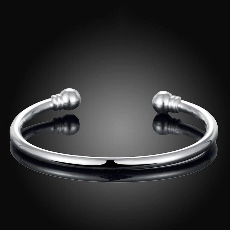 Denchy 925 Silver Bangle Bracelet, Fashion Jewelry Simple Cuff Bangles for Women Mom Wife Valentine Mothers day Gift (1pcs) - Image 4