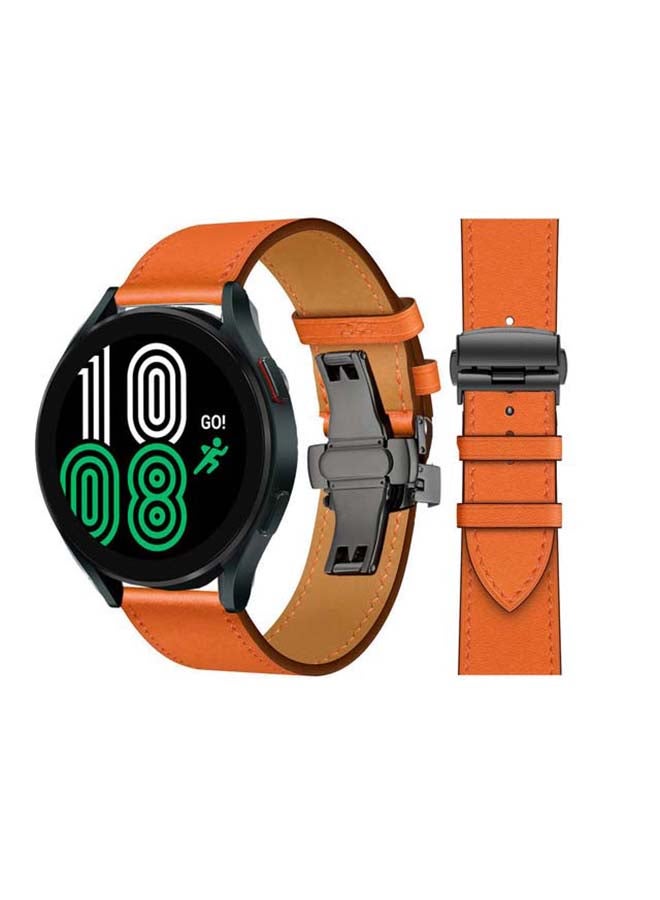 Perfii Genuine Leather Replacement Band for Samsung Galaxy Watch 4 40/44mm Orange - Image 1