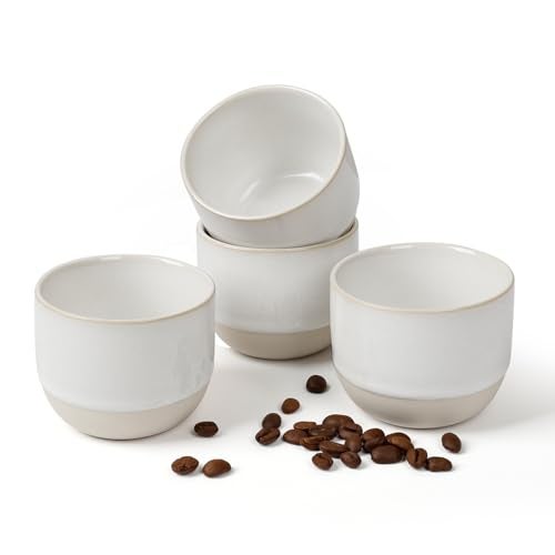 ZEBERBO Ceramic Espresso Cups Set, Espresso Coffee Mugs, Special Glazed Demitasse Cups Expresso Coffee Cup for Espresso Machine (Pure White) - Image 1