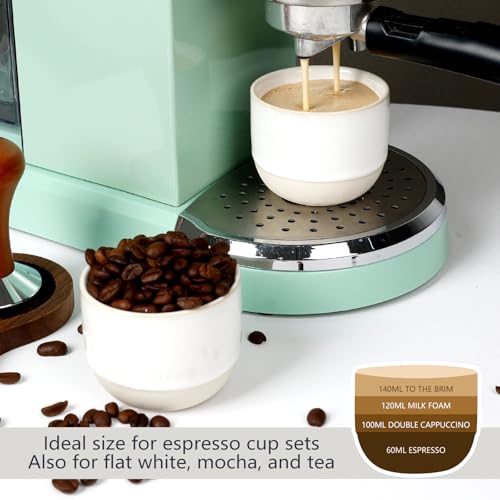 ZEBERBO Ceramic Espresso Cups Set, Espresso Coffee Mugs, Special Glazed Demitasse Cups Expresso Coffee Cup for Espresso Machine (Pure White) - Image 4
