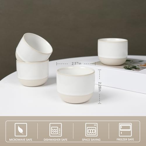 ZEBERBO Ceramic Espresso Cups Set, Espresso Coffee Mugs, Special Glazed Demitasse Cups Expresso Coffee Cup for Espresso Machine (Pure White) - Image 2