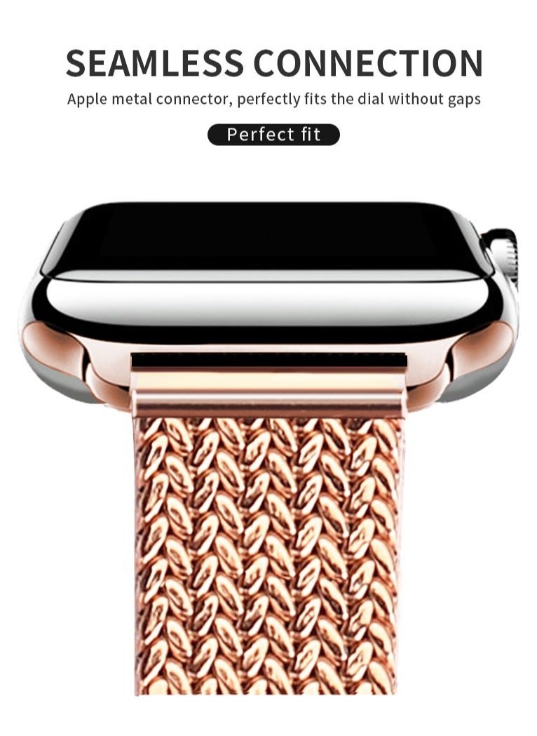 O Ozone - Slim Metal Straps For Apple Watch Series 10 9 8 7 6 5 4 SE, 38/40/41/42mm Thin Narrow Stainless Steel Mesh Milanese Metal Strap -Silver - Image 1