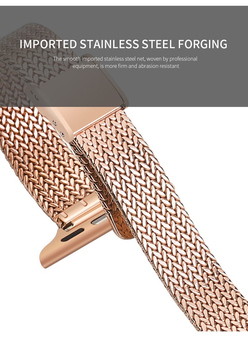 O Ozone - Slim Metal Straps For Apple Watch Series 10 9 8 7 6 5 4 SE, 38/40/41/42mm Thin Narrow Stainless Steel Mesh Milanese Metal Strap -Silver - Image 1