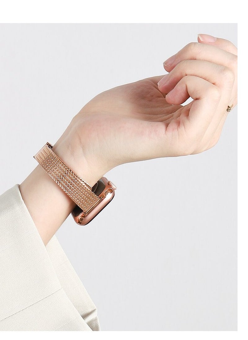 O Ozone - Slim Metal Straps For Apple Watch Series 10 9 8 7 6 5 4 SE, 38/40/41/42mm Thin Narrow Stainless Steel Mesh Milanese Metal Strap -Silver - Image 1