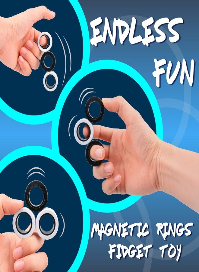 Cevioce 6 PCS Magnetic Rings Fidget Toys Set for Adults Boys Teens,ADHD Anxiety Fidget Spinner Magnetic Ring,Coolest Finger Stress Relief Toys Kids Birthdays Easter Gifts for 8 9 10 11 12+ Year Old - Image 2