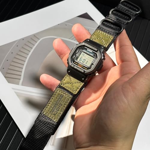 HEMSUT Quick Release 16mm Military Tactical Watch Band for Casio ShockResistant Nylon Leather Strap Compatible with GA100 DW5600 DW6900 GWM5610 GBD800 Series More - Image 3