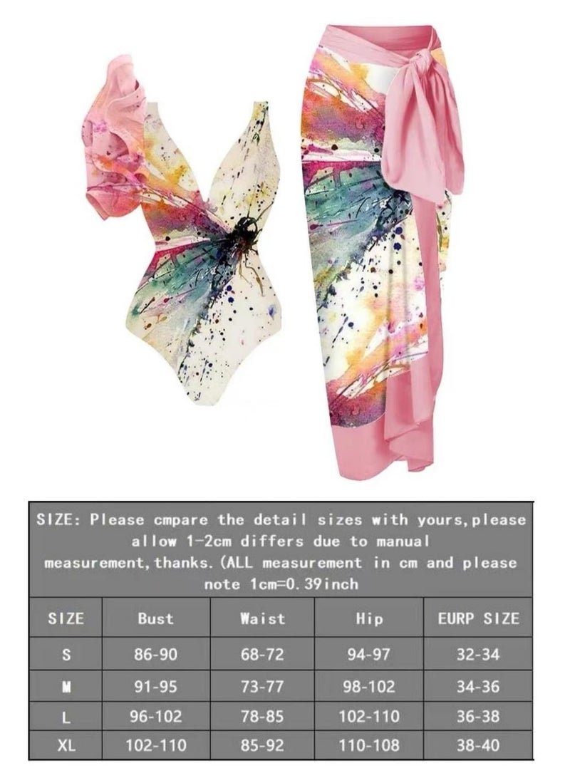 SISGL 2-Piece Women Swimsuit With Beach Cover Ups Long Wrap Skirt Bathing Suit Swimwear Holiday Beach Dress Female Retro Swimwear Vintage Surf Wear Summer - Image 4