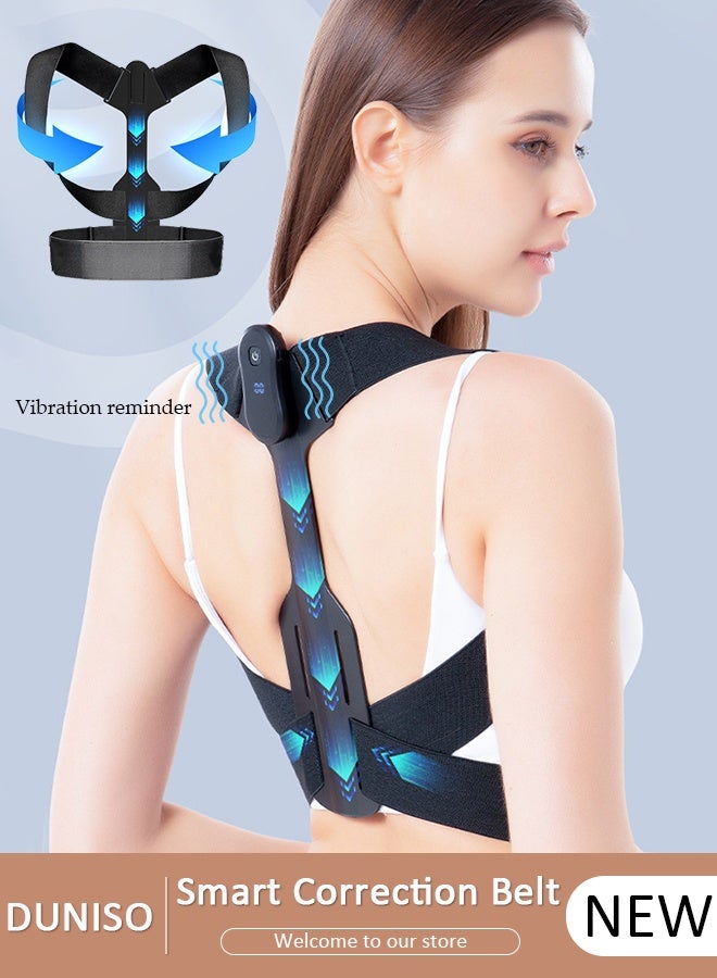 DUNISO Smart Posture Corrector Back Brace with Sensor Vibration Reminder for Men and Women Posture Reminder for Teens Kids with Adjustable Angle and Strap Help to Keep Right Posture Neck and Shoulder Posture Corrector Back Corrector Shoulder Support, Correct Hunchback - Image 1