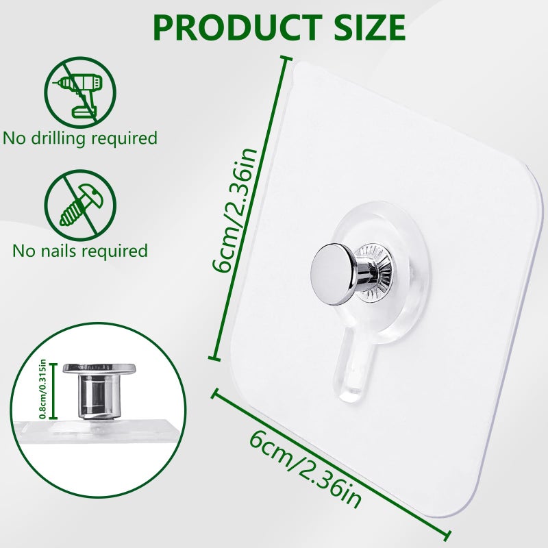 Rindion Adhesive Wall Hangers 35P, Transparent Picture Hangers Without Nails, Damage-Free Wall Clock Hanger for Bathroom, Kitchen, Home and Office, Single 11 lbs Load Max - Image 2